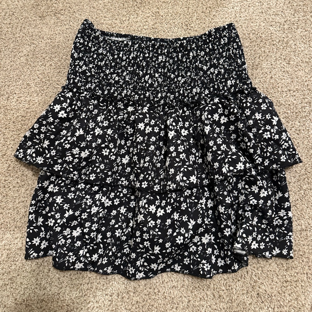 Floral high waisted mini skirt